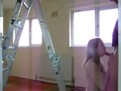 Just a lovely quickie with my client's obscenely blond, filthy slut wife